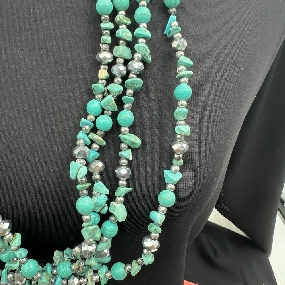 Semi precious gemstones necklace 4 strands